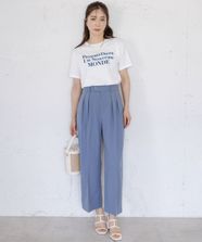 【オンワード】 組曲>パンツ 【接触冷感・WEB限定】スーパーライトストレッチ ワイドパンツ スモーキーブルー 2 レディース