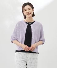 【オンワード】 J.PRESS LADIES>トップス 【洗える】PATTERN MESH ドルマンスリーブ カーディガン ラベンダー L レディース