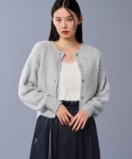 【オンワード】 uncrave>トップス 【手洗い可】ラメ シャギー ニット カーディガン（uncrave STANDARD） シルバー×ライトグレー 1 レディース