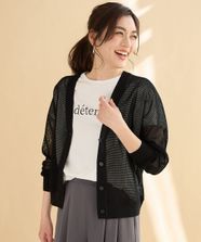 【オンワード】 any FAM>トップス 【アンチピリング】メッシュＶネックニットカーディガン ブラック F レディース