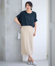 【オンワード】 any FAM>スカート 【洗濯機可/ウエストゴム】カットジョーゼットタイトスカート サンドベージュ 2 レディース