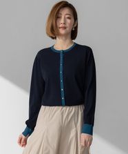 【オンワード】 23区 L（大きいサイズ）>トップス 【洗える】レーヨンポリエステルストレッチ カーディガン ネイビー×ダークブルー 44 レディース