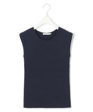 【オンワード】 ICB>トップス 【UVカット・洗える】 オーガニックコットンリブ ノースリーブニット ネイビー S レディース