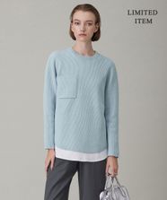 【オンワード】 ICB>トップス 【WEB限定・洗える】ウールポリエステル クルーネックプルオーバー ライトブルー XS レディース