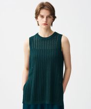 【オンワード】 uncrave>トップス シースルーケーブルニット ノースリーブトップス ビリジアングリーン F レディース