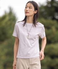 【オンワード】 J.PRESS LADIES L（大きいサイズ）>トップス 【WEB限定カラーあり・抗菌消臭・吸水速乾】サッカージャージー フレンチスリーブ カットソー ふじ色 T15 レディース