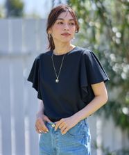 【オンワード】 any FAM>トップス 【洗濯機可/接触冷感/UVケア】ソロナフリルスリーブプルオーバー ブラック F レディース