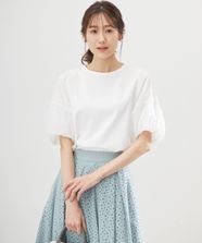 【オンワード】 組曲>トップス 【WEB限定・接触冷感】チュールポンチドッキング Tシャツ アイボリー 3 レディース
