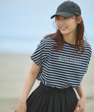 【オンワード】 any FAM L（大きいサイズ）>トップス 【新色追加/洗濯機可/接触冷感/UVケア】エニィファンクションフレンチスリーブTシャツ ブラックベースボーダー(ロゴ) 4 レディース