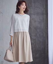 【オンワード】 any SiS L（大きいサイズ）>ワンピース 【洗える】レースコンビバックサテン ワンピース ベージュ 4 レディース