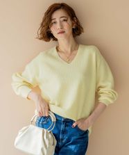 【オンワード】 23区 L（大きいサイズ）>トップス 【洗える】ウールカシミヤ Vネック ニット イエロー 46 レディース