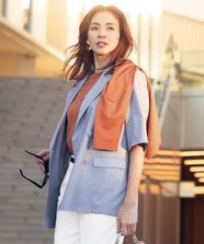 【オンワード】 自由区 L（大きいサイズ）>トップス 【SHIHOさん着用・アンサンブル対応・洗える】アセテートコットンプルオーバー ニット レッド 44 レディース