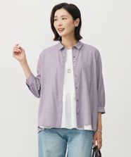 【オンワード】 J.PRESS LADIES>トップス 【洗える】ウォッシャブルキュプラツイル シャツ ブラウス パープルチェック 9 レディース