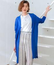 【オンワード】 23区 S（小さいサイズ）>トップス 【洗える】コットンアセテートギマ サマー ロングカーディガン ブルー 32 レディース