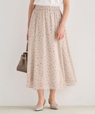 【オンワード】 自由区>スカート 【XSサイズ～/洗える】ドローイングタッチプリント ギャザースカート アイボリー 38 レディース