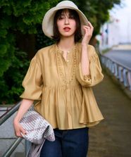 【オンワード】 23区 L（大きいサイズ）>トップス 【杏さん着用/WEB & 一部店舗限定カラーあり】ソフトオーガンジー ボリューム ブラウス イエロー 44 レディース
