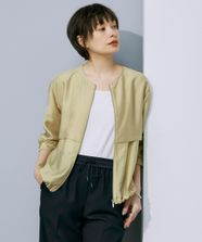 【オンワード】 ICB>ジャケット/アウター 【接触冷感・速乾・洗える】 リヨセルナイロンワッシャー ノーカラーブルゾン クリームカーキ 4 レディース