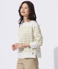 【オンワード】 J.PRESS LADIES L（大きいサイズ）>トップス 【洗える】バスクボーダー カットソー ピスタチオ T13 レディース
