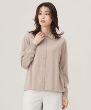 【オンワード】 J.PRESS LADIES L（大きいサイズ）>トップス 【洗える】WORSTED WOOL BLEND ポロ襟付き カーディガン ベージュ T13 レディース