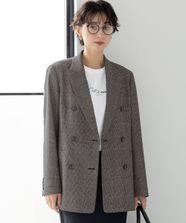 【オンワード】 23区 L（大きいサイズ）>ジャケット/アウター 【~6/29まで受注生産】カスタマイズ ブレザー ジャケット(グレンチェック) グレーグレンチェック×染め釦 50 レディース