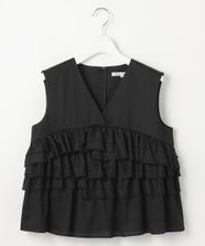 【オンワード】 23区>トップス 【GOLD LABEL】コットンサテン フリルブラウス ブラック 38 レディース