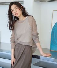 【オンワード】 any FAM L（大きいサイズ）>トップス 【アンチピリング】メッシュニットプルオーバー サンドベージュ 4 レディース