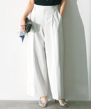 【オンワード】 23区>パンツ 【セットアップ対応/洗える】コットンリネン オックスストレッチ ワイド パンツ アイボリー 40 レディース