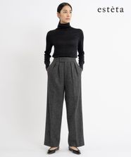 【オンワード】 23区 S（小さいサイズ）>パンツ 【エステータ】シルクネップツイード パンツ ブラック 30 レディース