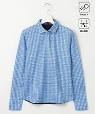 【オンワード】 23区GOLF>トップス 【WOMEN】【UVケア/吸水速乾】ギンガムチェックロゴ 長袖シャツ スカイブルー 1 レディース