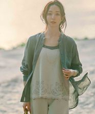 【オンワード】 23区>トップス 【洗える】LIBECO バンドカラー シャツ カーキ 38 レディース