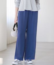 【オンワード】 23区 L（大きいサイズ）>パンツ 【SLOW/一部店舗限定】キュプラフィブリルクロス サイドライン ワイドパンツ ブルー 46 レディース