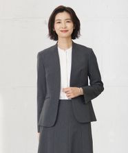 【オンワード】 J.PRESS LADIES>ジャケット/アウター 【洗える】T/Rアルガンシルク ノーカラー ジャケット グレー 11 レディース