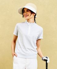 【オンワード】 23区GOLF>トップス 【WOMEN】【吸水速乾/UVケア】エレガントで新鮮なモノグラム柄 ハーフジップカットソー 一枚でコーデが華やかに◎ ライトグレー 2 レディース