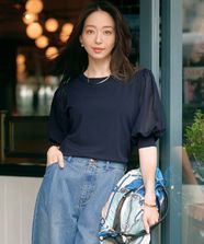 【オンワード】 23区>トップス 【洗える】シアーチェッククロスコンビ ニット ネイビー 40 レディース