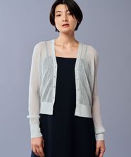 【オンワード】 uncrave>トップス 【手洗い可】シアー リブ ニット カーディガン（uncrave STANDARD） ライトセージ 2 レディース