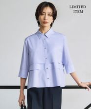 【オンワード】 ICB>トップス 【WEB限定・洗える】クリーンブロード クロップドシャツ ブルーストライプ 4 レディース