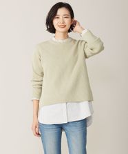 【オンワード】 J.PRESS LADIES L（大きいサイズ）>トップス 【WEB限定カラーあり・洗える】CLEAR COTTON BLEND サイドスリット ニット ライトグリーン T15 レディース