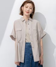 【オンワード】 23区>トップス 【洗える】ライトシアーマットクロス ミリタリーディティール シャツ ベージュ 38 レディース
