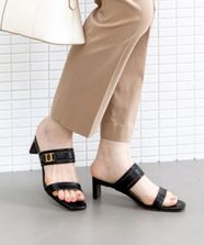 【オンワード】 any SiS>シューズ 【23.0~24.0cm】シアーメタルバックルヒール サンダル ブラック 23.5 レディース