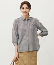 【オンワード】 J.PRESS LADIES S（小さいサイズ）>トップス 【洗える】ウォッシャブルキュプラツイル シャツ ブラウス ブラックチェック P7 レディース