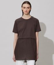 【オンワード】 ICB L（大きいサイズ）>トップス 【洗える】シアージャージーコンビカットソー チョコレート L レディース