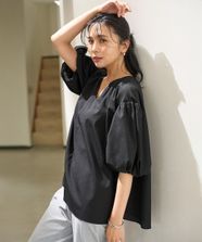 【オンワード】 UNFILO L（大きいサイズ）>トップス 【通気性/接触冷感】BREEZEMOVE ボリュームブラウス ブラック XXL レディース