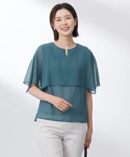 【オンワード】 J.PRESS LADIES L（大きいサイズ）>トップス 【洗える】シアーサッカーチェック カットソー ダルグリーン T13 レディース