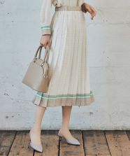 【オンワード】 自由区>スカート 【セットアップ対応・洗える】モノグラムプリント スカート オフ×ベージュ 38 レディース