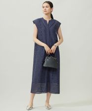 【オンワード】 自由区>ワンピース 【洗える】フラワータイルレース ワンピース インディゴブルー 40 レディース