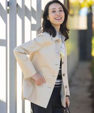 【オンワード】 J.PRESS LADIES>ジャケット/アウター 【WEB限定カラーあり・撥水】80/2 T/C ツイル ステンカラー ショートコート ベージュ 9 レディース