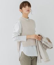 【オンワード】 23区 S（小さいサイズ）>トップス 【洗える】コットンストレッチリリヤーン ニットベスト グレージュ 32 レディース