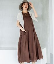 【オンワード】 23区 L（大きいサイズ）>ワンピース 【一部店舗限定/接触冷感/洗える】ラミータンブラー ノースリーブ ワンピース ダークブラウン 44 レディース
