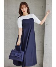【オンワード】 TOCCA>ワンピース 【洗える】BEA TOP KNIT DRESS ニットドレス オフ×ネイビー F レディース