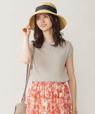 【オンワード】 自由区 S（小さいサイズ）>トップス 【アンサンブル対応・洗える】ハイツイストコットンアセテートフレンチスリーブ ニット ベージュ 32 レディース